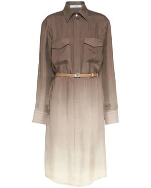 Prada Gradient Belted Shirtdress - Brown