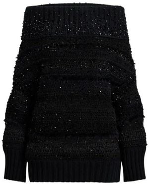 Ralph Lauren Embellished Off-Shoulder Jumper - Black