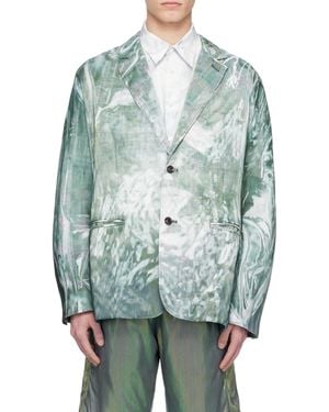 Doublet Abstract-Print Single-Breasted Blazer - Green