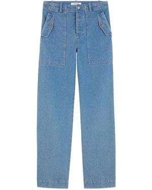 Maison Kitsuné Maison Kitsuné Fox Embroidered Wide-Leg Jeans - Blue