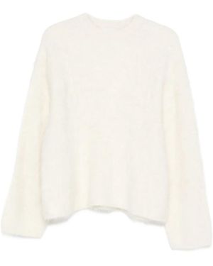 Soft Goat Long-Sleeve Crew-Neck Knitwear - White