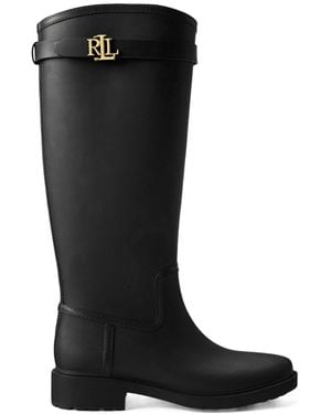 Ralph Lauren Real Leather Portiah Wellies - Black