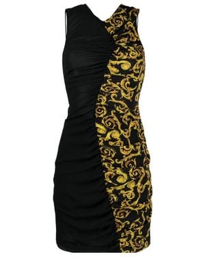 Versace Jeans Couture Couture Sketch Couture-Printed V-Neck Mini Dress - Black