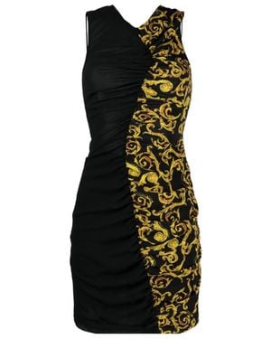 Versace Jeans Couture Couture Sketch Couture-Printed V-Neck Mini Dress - Black