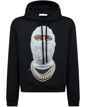 ih nom uh nit Mask Printed Drawstring Hoodie - Black