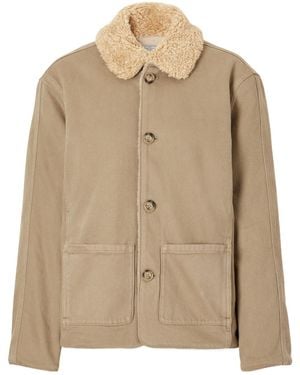Still Here Plush And Denim Jacket - Natural