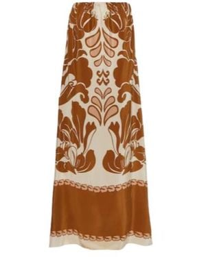 Adriana Degreas Printed Strapless Silk Maxi Dress - Natural