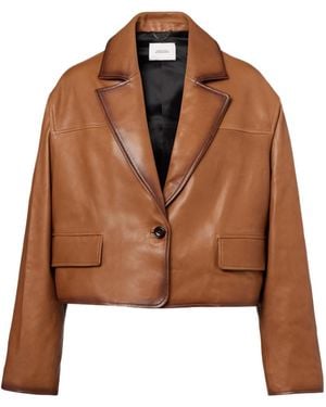 Dorothee Schumacher Cropped Leather Jacket - Brown