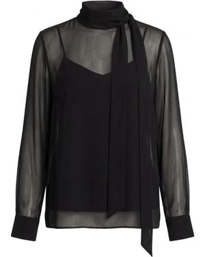 Gucci Layered Sheer Detailed Blouse - Black