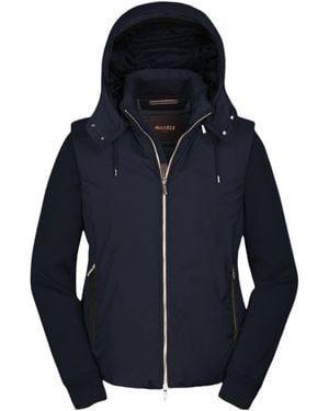 Moorer Zipped Hooded Jacket - Blue