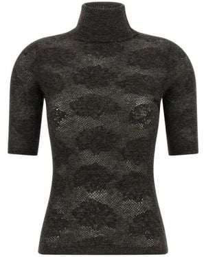 Brunello Cucinelli Short-Sleeve Turtleneck Sweater - Black