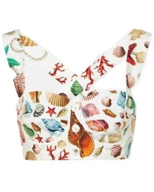 Dolce & Gabbana Capri Printed Cotton Crop Top - White