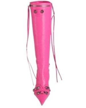 Balenciaga Patent Leather Pointed Toe Ankle Boots - Pink