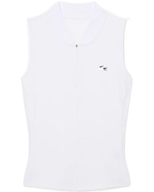 Lacoste Sleeveless Stretch Dual Fabric Tennis Polo Shirt - White
