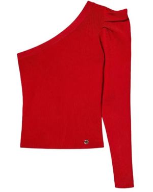 Twinset One-Shoulder Draped Top - Red