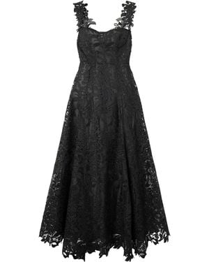 Oscar de la Renta Corded Lace Gown - Black
