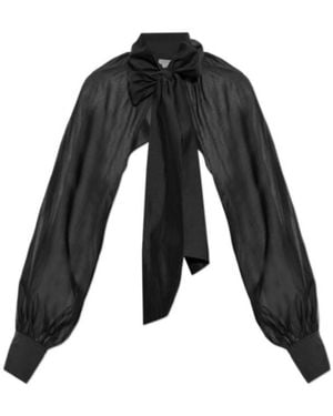 By Malene Birger Canny Tie-Neck Sheer Top - Black