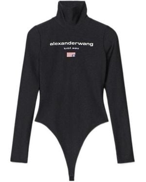 Alexander Wang Turtleneck Long-Sleeve Bodysuit - Black
