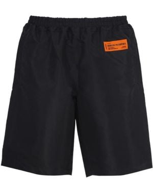 Heron Preston Logo Patch Knee-Length Track Shorts - Black