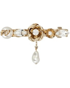 Roger Vivier Rose Pearls Hair Clip - Metallic
