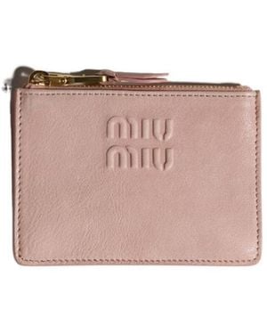 Miu Miu Nappa Leather Card Holder - Pink