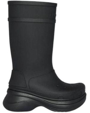 Balenciaga X Crocs Logo Debossed Boots - Black