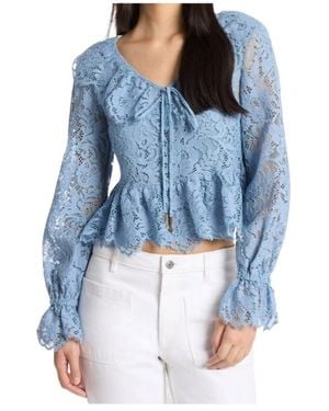 MICHAEL Michael Kors Corded Floral Lace Blouse - Blue