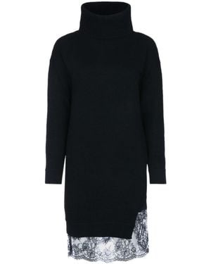 ERMANNO FIRENZE Lace-Trim Roll-Neck Midi Dress - Black