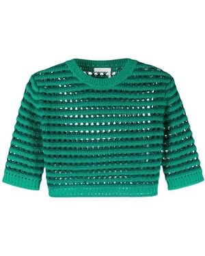 See By Chloé Honeycomb Knit Crop Top - Green
