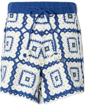ALÉMAIS Dolly Crocheted Cotton Shorts - Blue