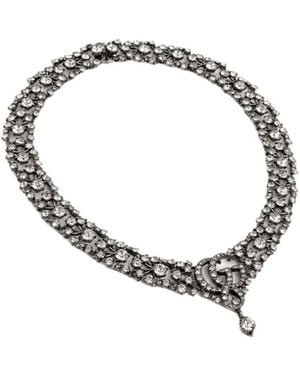 Gucci Gg Marmont Crystal Choker Necklace - Metallic