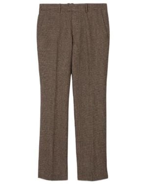 Burberry Check Wool Linen Blend Sloane Tailored Pants - Brown