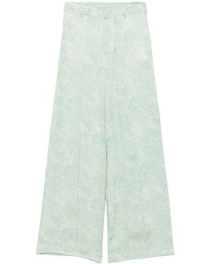 Pt Pantaloni Pt Torino Patterned Wide Leg Trousers - Green