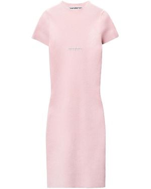 Alexander Wang Ribbed Logo Knitted Dress - Pink