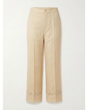 Gucci Diagonal Gg Jaquard Trousers - Natural