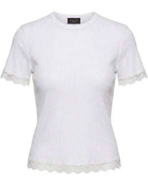 Gucci Matte Viscose Rib Stitch T-Shirt - White