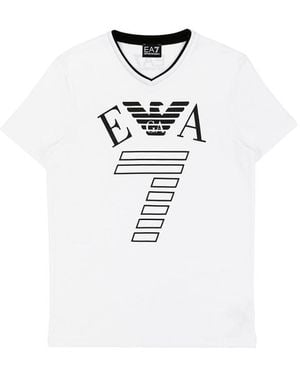 EA7 Logo T-Shirt With Round Neck - White