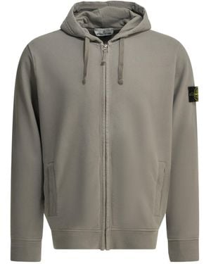 Stone Island Zip-Up Compass Patch Hoodie - Grey