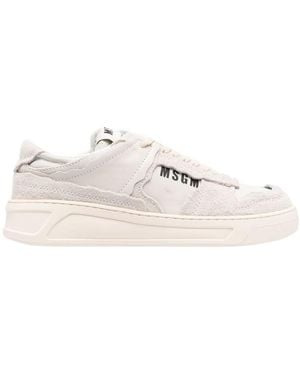 MSGM Logo Printed Low-Top Trainers - Natural