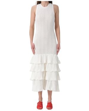 Twinset Ruffled Midi Dress - White