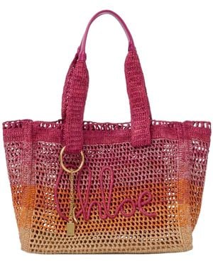 Chloé Chloé Summer Banana Open-Weave Tote Bag - Red