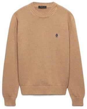 Prada Logo Embroidered Sweater - Brown
