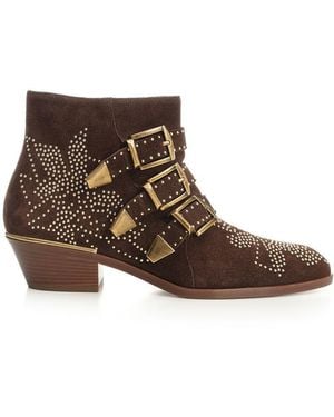 Chloé Chloé Susan Stud Detailed Buckled Boots - Brown