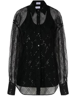Brunello Cucinelli Sequin-Embellished Silk Blouse - Black