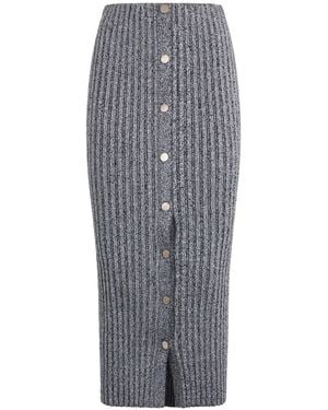 Philosophy Di Lorenzo Serafini Ribbed Button Midi Knitted Skirt - Grey