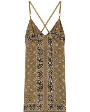 Palm Angels Paisley-Printed V-Neck Slip Dress - Brown