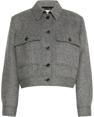 Weekend by Maxmara Herringbone-Pattern Wool Jacket - Gray