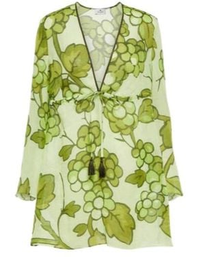 Etro Printed Ramie Tunic - Green