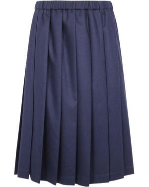 Aspesi Pleated Classic Midi Skirt - Blue