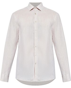 Etro Logo Embroidered Long Sleeved Shirt - White